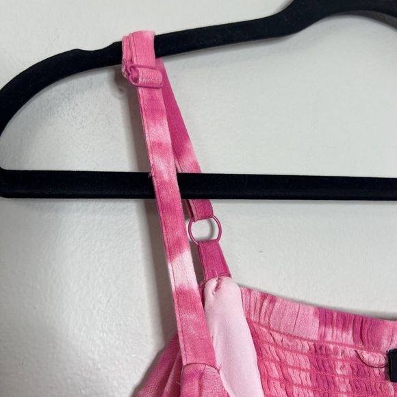 Torrid Dress Women's 1/1X Pink Tie-Dye Mini Gauze Lined Pockets Smock Stretch - Picture 4 of 14